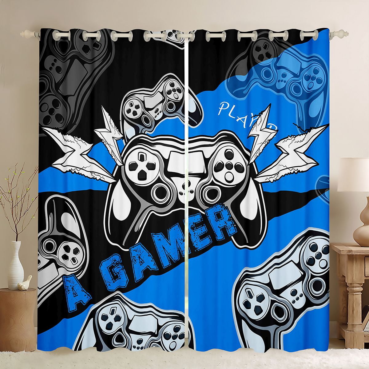 Erosebridal Boys Gamer Blackout Curtains Set of 2 (52x84 Each), Video ...