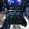 thumbnail image 1 of Erosebridal Gaming Bedding Sets Full with Comforter,Geometric Honeycomb Hexagon Duvet Insert,Blue,Reversible,3pcs, 1 of 6