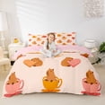 thumbnail image 1 of Erosebridal Boys Girls Cartoon Capybara Queen Duvet Cover Set,Kids Cute Love Heart Bedding,3 Pieces,No Comforter,Pink Reversible, 1 of 6