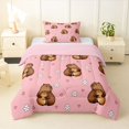 thumbnail image 1 of Erosebridal Boys Girls Cartoon Capybaras Twin Comforter Sets 3-Piece,Kids Cute Flowers Love Heart Bedding Set,Pink Reversible, 1 of 7