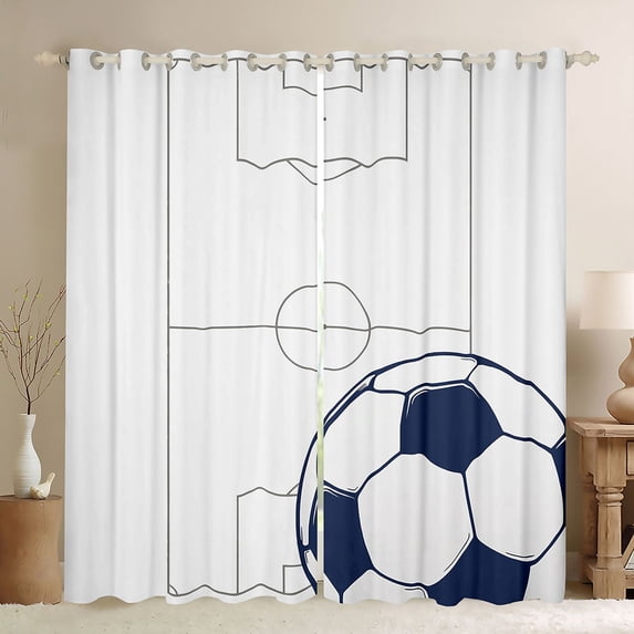 Erosebridal Boys Girls Soccer Print Black Out Curtains,Sport Gamer Curtains Pack of 2 (42x63 Each) for Kids Teens,Super Cozy Room Decor
