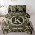 thumbnail image 1 of Erosebridal Boys K Personalized Initial Bedding Comforter Set 7pcs,Abstract Camouflage Queen Bedding Sets,Black Reversible, 1 of 6