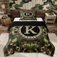 thumbnail image 1 of Erosebridal Boys K Personalized Initial Twin Comforter Sets 3-Piece,Abstract Camouflage Bedding Set,Black Reversible, 1 of 6