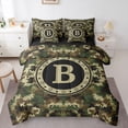 thumbnail image 1 of Erosebridal Boys Letter Monogrammed B Bedding Comforter Set 7-Piece,Abstract Camouflage King Bedding Sets,Black Reversible, 1 of 6