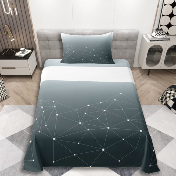 Erosebridal Boys Minimalist Stars Geometric Stripes Twin Sheet Sets 3pcs,Teens Abstract Gradient Galaxy Bedding