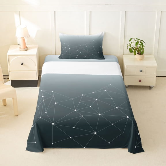 Erosebridal Boys Minimalist Stars Geometric Stripes Twin Sheet Sets 3pcs,Teens Abstract Gradient Galaxy Bedding