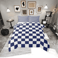 thumbnail image 1 of Erosebridal Navy Checkered Bedding Set White Dark Blue Buffalo Plaid Grid Comforter Set Twin,Checkerboard Quilt Set Mengeometrical Gingham Duvet Set Modern Room Decor, 1 of 8