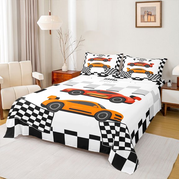 Erosebridal Boys Racing Car Full Size Sheets, Extreme Sports Bed Sheets, 1 Flat Sheet, 1 Fitted Sheet and 2 Pillowcases