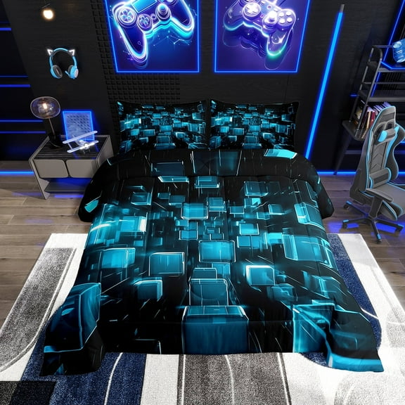 Erosebridal Rectangle Bedding Twin Comforter Set, Futuristic Abstract Down Comforter, Geometry Decor, Lightweight 2pcs