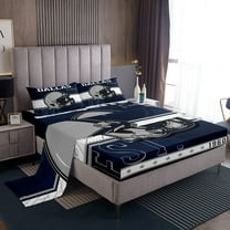 Erosebridal Sports Sheet Set Twin Teens, American Football Bedding Sets Twin Size, Navy Grey, 3 Pieces (Top Sheet, Fitted Sheet, Pillowcase)