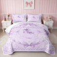 thumbnail image 1 of Erosebridal Bright Satin Bow Ribbon Quilt King for Girls, Romantic Floral Print King Coverlet Set, 3 Pieces 1 Bedspread and 2 Pillowcases, 1 of 7