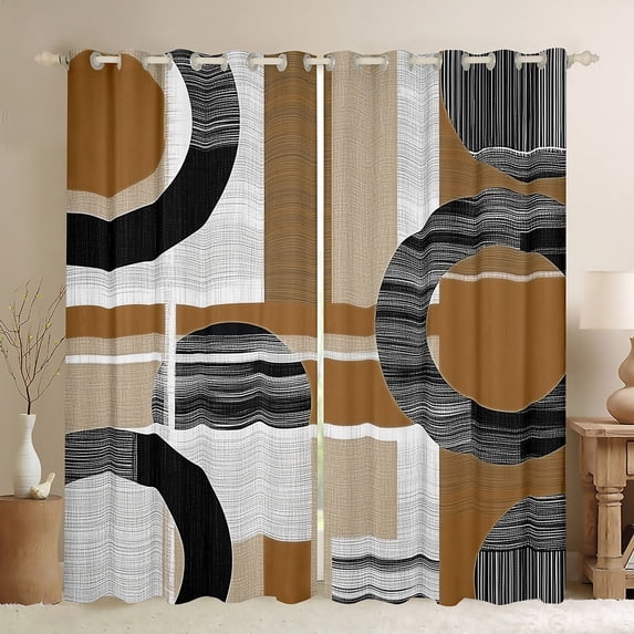 Erosebridal Ink Printing Curtains Pack of 2 (38x54), Japanese Lake 30%-50% Black Out Curtains, Wooden Boat Decor