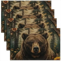 Erosebridal Brown Bear Placemats Set of 4, Jungle Wildlife Place Mats Set of 4 for in Door Dinning