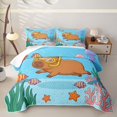 thumbnail image 1 of Erosebridal Brown Capybara Bed Spread Queen for Boys Girls, Ocean Jellyfish Sealife Queen Coverlet Set, 3pcs, 1 of 7