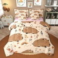 thumbnail image 1 of Erosebridal Brown Capybara Kid Twin Bedding Sets, Cartoon Flower Rainbow Bedding Comforter Set, Pink Reversible, 7pcs, 1 of 7