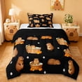thumbnail image 1 of Erosebridal Brown Cartoon Capybara Twin Comforter Sets,Kawaii Daisy Blossom Bedding Set For Kids Teens ,Reversible Black 2pcs, 1 of 7