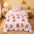 thumbnail image 1 of Erosebridal Brown Cartoon Capybaras Twin Comforter Sets For Kids,Pink Bow Cute Bowknot Bedding Set For Bowtie Girls ,Reversible Pink 2 Pieces, 1 of 7