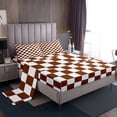 thumbnail image 1 of Erosebridal Brown Checkered Bed Sheets Full White Coffee Checkerboard Sheet Set,Plaid Grid Bedding Teen Men Aesthetic Geometric Bed Sheet Set 4 Piece, 1 of 6