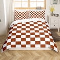 thumbnail image 1 of Erosebridal Brown Checkered Comforter Cover Full White Coffee Checkerboard Bedding Set,Plaid Grid Duvet Cover Teen Men Modern Room Decor Zipper(No Comforter), 1 of 5