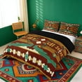 thumbnail image 1 of Erosebridal Brown Green Beige Duvet Cover Set, Grunge Bohemian Aztec Bedding Full, Black Reversible 3-Piece, 1 Duvet Cover and 2 Pillowcases (No Comforter), 1 of 6