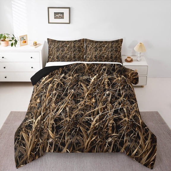 Erosebridal Brown Leaves Comforter Sets Queen Size,Autumn Botanical Comforters & Duvets,Nature Theme Bedding Queen Comforter Set For Teens,Breathable Bedroom Decor Reversible,3-Piece