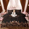 thumbnail image 1 of Erosebridal Brown Leopard Print Queen Duvet Cover Set for Girls Women, Monogrammed D Bedding, Black Reversible 3 Pieces, 1 Duvet Cover and 2 Pillowcases (No Comforter), 1 of 6