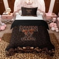 thumbnail image 1 of Erosebridal Brown Leopard Print Twin Bedding for Girls Women, Monogrammed T Duvet Cover Set, Black Reversible 2-Piece, 1 Duvet Cover and 1 Pillowcase (No Comforter), 1 of 6