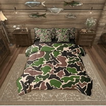 Erosebridal Brown Military Green Camo Bedding Twin Size, Aesthetic Camouflage Comforter Sets with Sheets, Reversible 7pcs