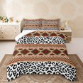 thumbnail image 1 of Erosebridal Brown Red Aztec Queen Comforter Set, White Black Leopard Print Bedding Comforter Set, Reversible 3pcs, 1 Comforter and 2 Pillowcases, 1 of 6