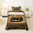 thumbnail image 1 of Erosebridal Brown Rustic Farmhouse Twin Sheet Sets, Deer Wildlife Bedding, 3-Piece, 1 of 5