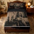thumbnail image 1 of Erosebridal Brown Wood Bear Forest Zipper Twin Comforter Sets with Fitted Sheet and 2 Pillowcases for Boys Men, Pine Tree Mountain Print Zipper Bedding Set, Black Reversible, 4pcs, 1 of 7