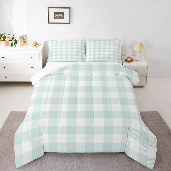 Erosebridal Buffalo Plaid Bedding Sets Full with Comforter,Geometric Grid Duvet Insert,Abstract Artwork Comforter Sets Full Size,Microfiber Checkerd Bedroom Decoration,3-Piece