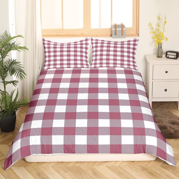 Erosebridal Buffalo Plaid Comforter Cover Twin,Geometric Grid Bedding Twin Size,Abstract Artwork Duvet Cover Twin,Microfiber Checkerd Bedroom Decoration(No Comforter),3pcs