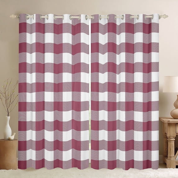 Erosebridal Buffalo Plaid Curtains and Drapes (38Wx54L),Geometric Grid Blackout Curtains for Bedroom,Abstract Artwork Curtains Pack of 2 (38Wx54L),Checkerd Bedroom Decoration