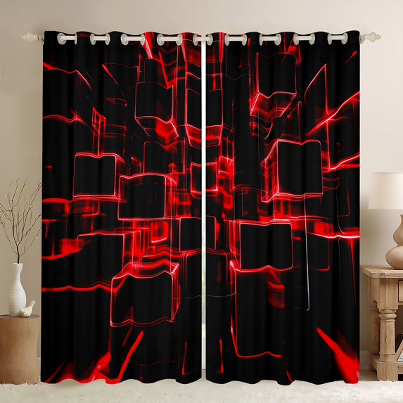 Erosebridal Buffalo Plaid Curtains and Drapes (52Wx84L),Geometric Grid Curtains Pack of 2 (52Wx84L),Curtains for Living Room,Teenager Bedroom Decor