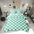 thumbnail image 1 of Erosebridal Buffalo Square Bedding Queen Size,Green Teal Bed in a Bag Queen size,Geometric Decoration,Lightweight,7 Pieces, 1 of 5