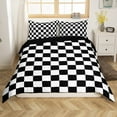thumbnail image 1 of Erosebridal Buffalo Square Comforter Cover Twin,Black White Bedding Twin Size,Geometric Decoration,Reversible,Breathable,2pcs(No Comforter), 1 of 7