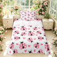 thumbnail image 1 of Erosebridal Bug Ladybug Twin Sheets,Kawaii Heart Print Bedding,White Pink,3 Pieces,1 Flat Sheet,1 Fitted Sheet and 1 Pillowcase, 1 of 6