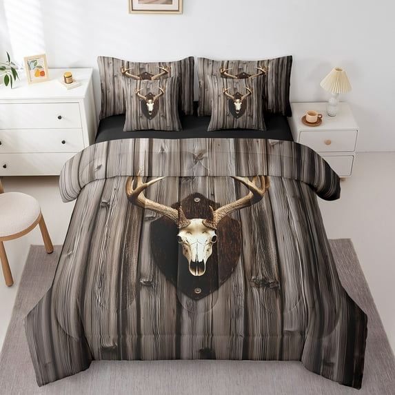 Erosebridal Bull Skull Bedding Queen Size,Rustic Farmhouse Bed In A Bag Queen Size,Room Decorative,Reversible,Lightweight,7 Pieces