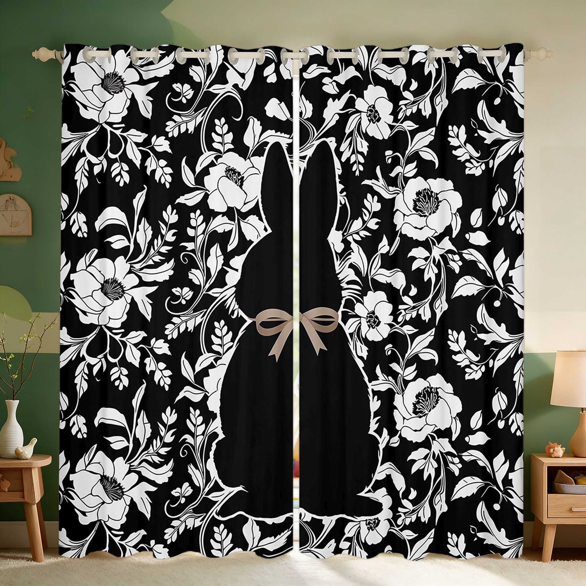 Erosebridal Bunny Curtains and Drapes Pack of 2 (52x63 Each) for Girls ...