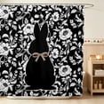 thumbnail image 1 of Erosebridal Bunny Shower Curtain 72Wx72L for Girls, Black Floral Waterproof Bathroom Curtain, 1 of 5
