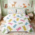 thumbnail image 1 of Erosebridal Bunny Twin Quilt Set for Boys Girls, Pastel Colors Twin Coverlet Set, 2pcs 1 Bedspread and 1 Pillowcase, 1 of 7