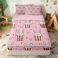 thumbnail image 1 of Erosebridal Bunny Zipper Twin Comforter Sets with Fitted Sheet and 2 Pillowcases for Girls, Popcorn Bucket Zipper Bedding Set, Pink Reversible, 1 of 7