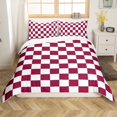 thumbnail image 1 of Erosebridal Burgundy Check Plaid Comforter Cover Queen White Red Checkerboard Bedding Set,Teen Adults Aesthetic Geometric Bed Set Modern Room Decor Zipper(No Comforter), 1 of 5