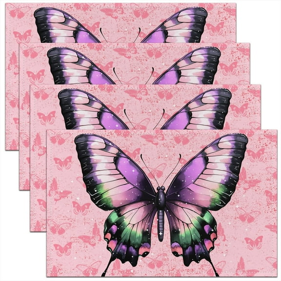 Erosebridal Butterfly Placemats Set of 4 12"x18",Bling Table Mats for Dining Table Set of 4,Wildlife Bedroom Decor