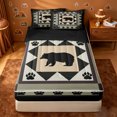 thumbnail image 1 of Erosebridal Cabin Bear Paw Zipper Full Size Comforter Sets with Fitted Sheet and 2 Pillowcases,Pine Cone Zipper Bedding Set For Boys,Black Reversible,4pcs, 1 of 7