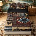 thumbnail image 1 of Erosebridal Cabin Southwest Wildlife Patchwork Zipper Full Size Comforter Sets with Fitted Sheet and 2 Pillowcases,Aztec Geometric Square Zipper Bedding Set,Teal Rust Red Brown,Black Reversible, 1 of 6