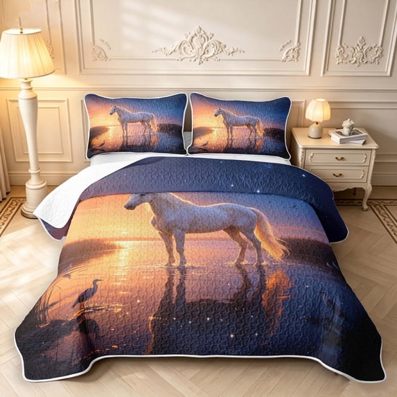 Spread Out Roses Erosebridal Calm White Horse Bed Spread Queen,Starry Lake Queen ...