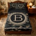 thumbnail image 1 of Erosebridal Camo B Letter Zipper Queen Comforter Set with Fitted Sheet and 2 Pillowcases for Boys Men, Camouflage Monogram Zipper Bedding Set, Green Khaki, Black Reversible, 4 Pieces, 1 of 7