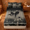 thumbnail image 1 of Erosebridal Camo Duck Silhouette Zipper Twin Comforter Sets with Fitted Sheet and 2 Pillowcases,Rustic Pine Tree Zipper Bedding Set For Boys,Black Reversible,4 Pieces, 1 of 7